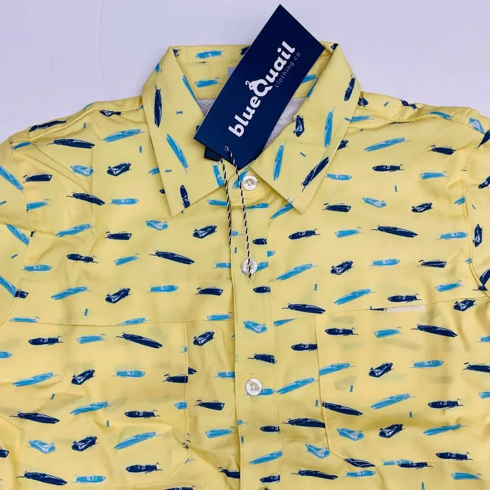 NWT Blue Quail Size 8 Speedboats Button Up Shirt